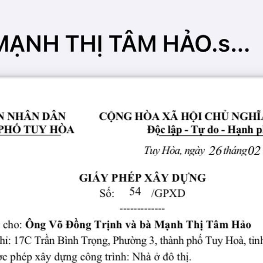 NHÀ ANH TRÌNH CHỊ THẢO - 08/391 Lê Duẩn, phường 7, thành phố Tuy Hoà, tỉnh Phú Yên 