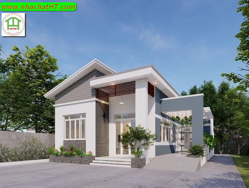 Mẫu cấp 4 sân vườn - Nhà Chất HT